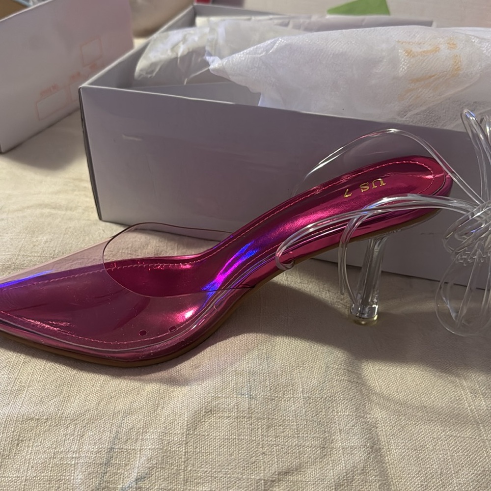 New in box Shoes size 7 pink heels - Picture 3 of 6